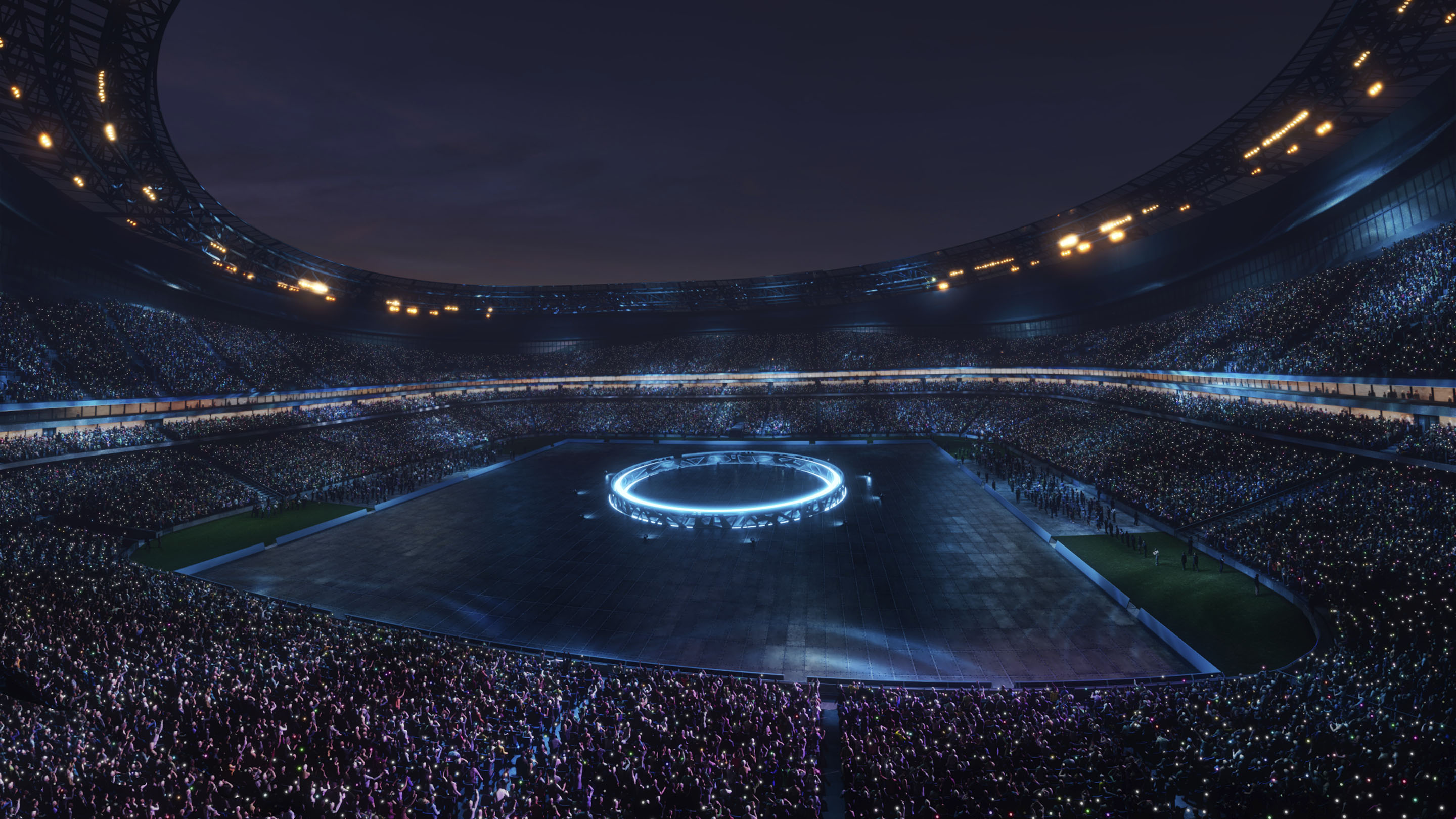 electric art field stadium architecture crowd audience stage lighting